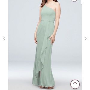 Size 8. Dusty Sage David’s Bridal one shoulder dress